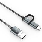 2 In 1 2m 6ft Aluminum Nylon Braided USB Multi Charging Cable