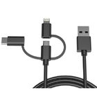Pvc 3 In 1 USB A To Micro Type C 1m 3ft Lightning Multi Cord Charger