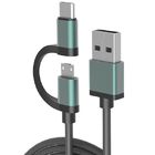2 In 1 USB A To Micro Type C 2.0 Adapter 5V 2.4A 2m 6ft USB Multi Charging Cable