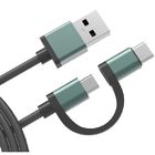 2 In 1 USB A To Micro Type C 2.0 Adapter 5V 2.4A 2m 6ft USB Multi Charging Cable