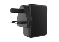 Black 4 Ports 5V4.8A USB Wall Charger UK Plug