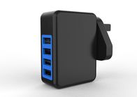 Black 4 Ports 5V4.8A USB Wall Charger UK Plug