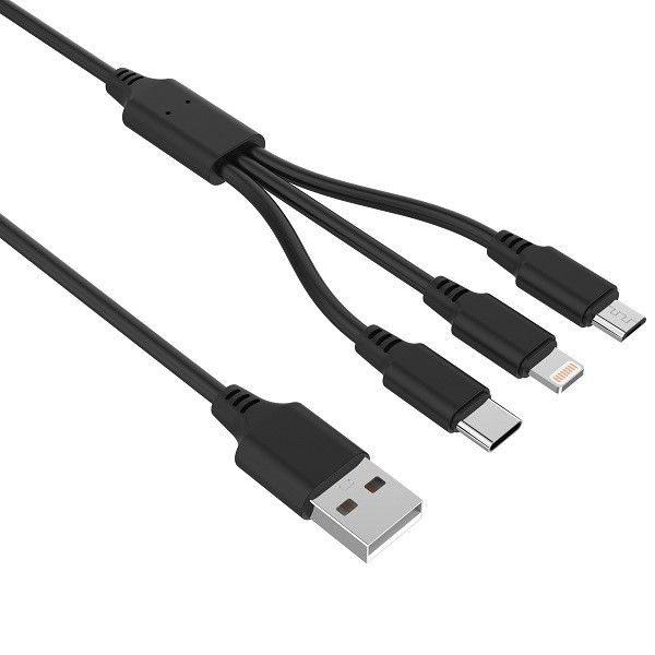 3 In 1 PVC 5V 2.4A 4m Rohs USB Multi Charging Cable